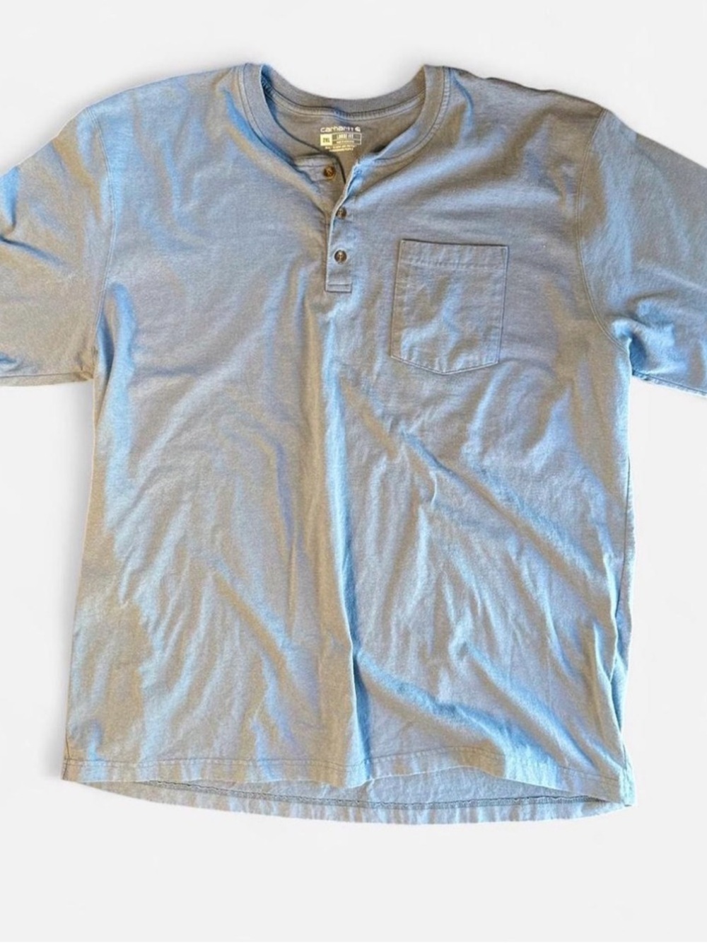 Carhartt Heather Blue Henley T Shirt Pocket size 2XL XXL Mens
